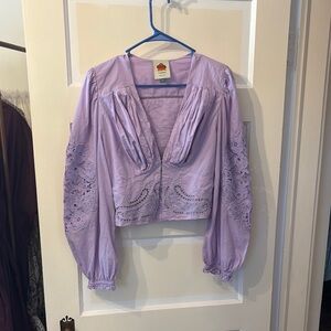 Lavender Eyelet Peasant Blouse - Unknown Brand
